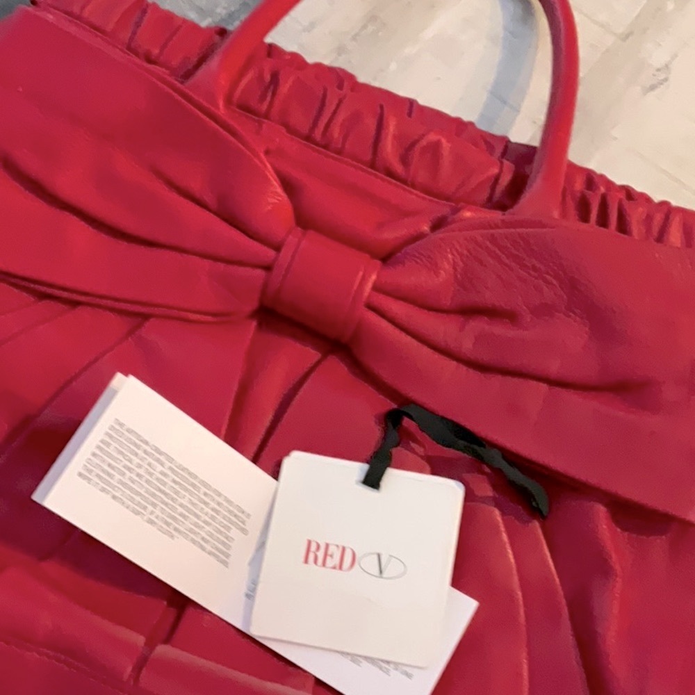 RED VALENTINO Pink/Fuschia Supple Leather Bag/Tote Elegant Large Bow Detail - Picture 5 of 14